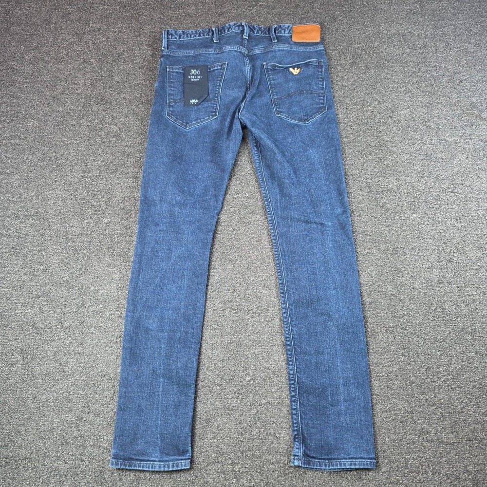 Emporio Armani Jeans J06 Slim Fit Blue Denim Mens 31x32 Stretch Pant Logo NEW